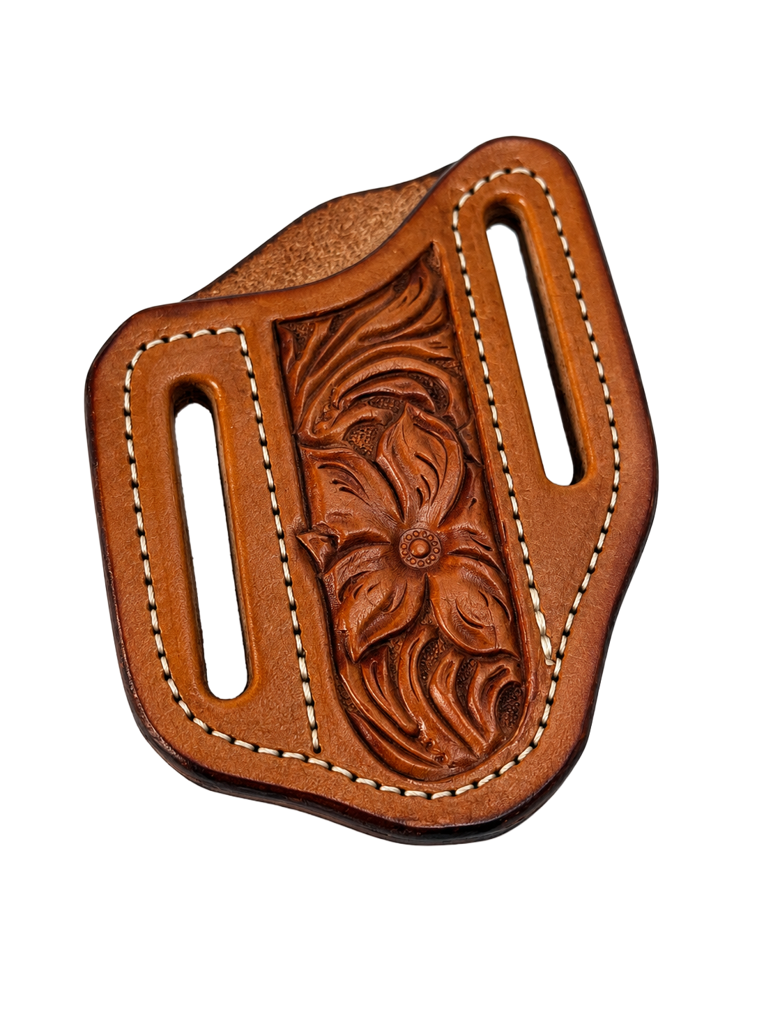The Trapper | Hand-Tooled Leather Knife Sheath - Wild Flax